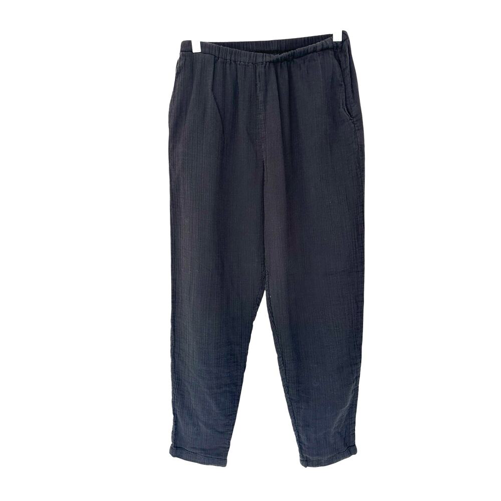 American Colors by Alex‎ Lehr Pants Black Gauze Relaxed Lagenlook Casual Medium